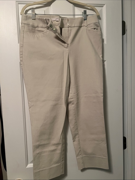 LOFT Pants - LOFT Julie Light Cream Cropped Straight Pants